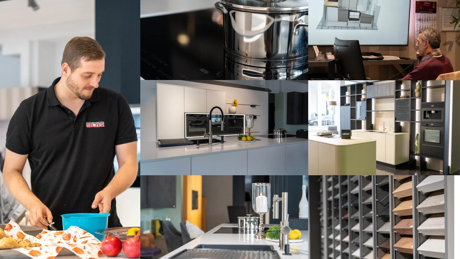 Collage aus Kochen und Küchenansichten aus dem Reimers-Studio Bonn